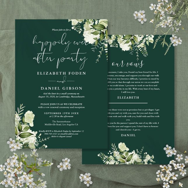 Convite Noivado Festa Verde Feliz para Sempre Votos de Cas (Greenery Happily Ever After Party Wedding Vows Invitation
)