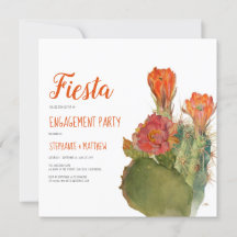 Noivado Fiesta Cactus Watercolor Script Floral