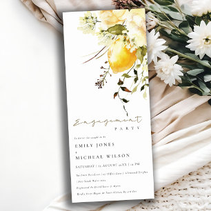 Convite Noivado Floral Aquarela Amarelo Limão Boho