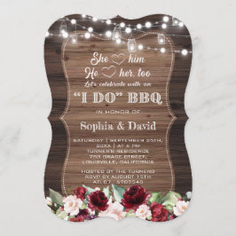 Convite Noivado Floral Barn Mason Jars Lights