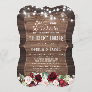 Convite Noivado Floral Barn Mason Jars Lights