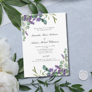 Convite Noivado Floral Botânico de Lavanda Eucalipto
