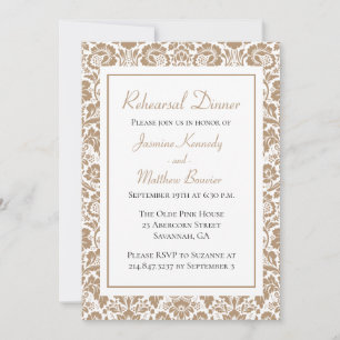 Convite Noivado Floral Casamento Vintage Damask Jantar