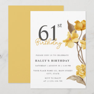 Convite Noivado Floral Chic Elegant Simple Yellow 61rua