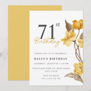 Convite Noivado Floral Chic Elegant Simple Yellow 71rua