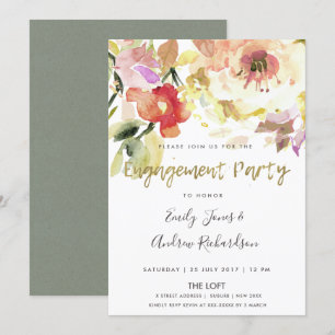 CONVITE NOIVADO FLORAL DE COR DE ÁGUA DE PINCO SUAVE