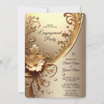Noivado Floral Dourado Ornamentado