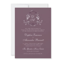 Noivado Floral Monograma Crest Vintage Borgonha Ca