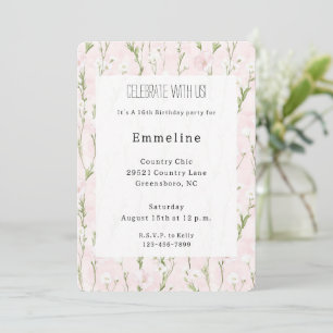 Convite Noivado Floral Rosa bonito