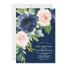 Noivado Flores Aquarela Azul Naval Dourado