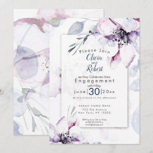 Convite NOIVADO  Flores e Folhagem a Aquarela