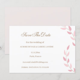 Convite Noivado Folhas de Outono Rosa Corado Salvar Data C