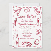 Noivado Italiano Vermelho Retro Desenhado à Mão Br