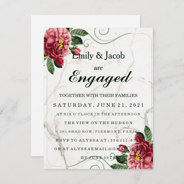 Convite Noivado Marble Elegant Wedding (Frente/Verso)