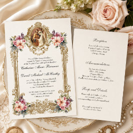 Convite Noivado Maria José Casamento Católico Floral