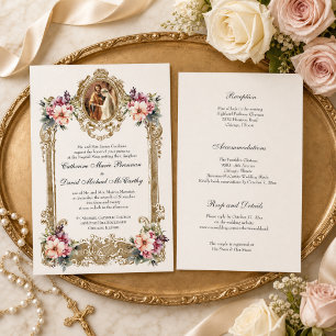 Convite Noivado Maria José Casamento Católico Floral