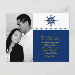 Convite Noivado Marinho de Casamento Amarelo de Compass N