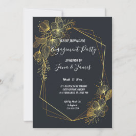 Convite Noivado Marinho de quadro do ouro