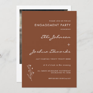 Convite Noivado Minimalista Terracotta Bohemian