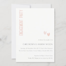 Convite Noivado Mínimo de Corações Rosa Suave Elegante