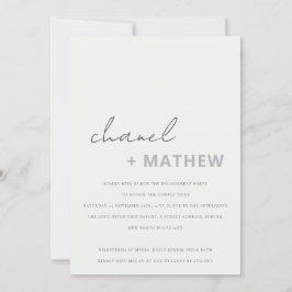Convite Noivado mínimo moderno de script branco preto