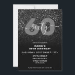 Convite Noivado moderno Elegante negro brilhante 60º<br><div class="desc">O moderno Elegante Negro Glitter 60º Convite de Aniversário. Design de modelo de convite de 60 anos minimalista com caligrafia elegante,  letra escrita com letra escrita escrita escrita à mão e fundo com brilho falso.</div>