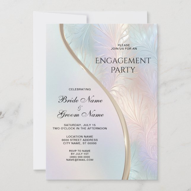 Convite Noivado moderno iridescente Abstrato (Frente)