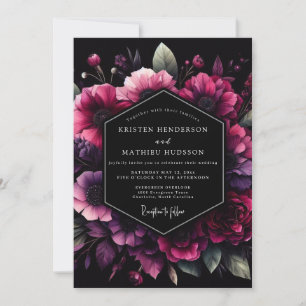 Convite Noivado Nocturno Magenta Bloom