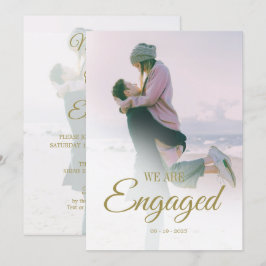 Convite Noivado Photo Overlay Modern Elegant Simple