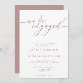 Convite Noivado Pink Simples Clear Estamos noivos