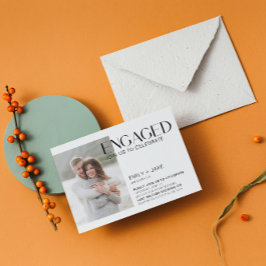 Convite Noivado preto e branco de 3 fotos minimalista mode