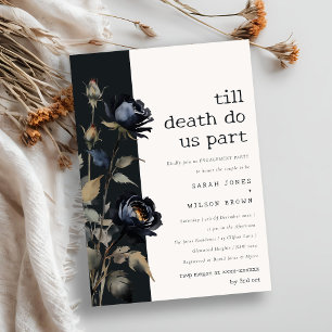 Convite Noivado Preto-Rosa com Cor de Água Gótica Escura