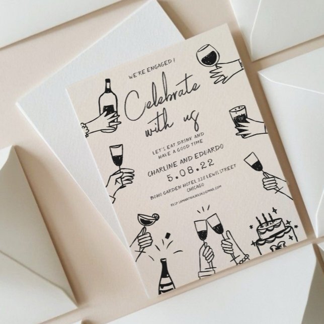 Convite Noivado retrorreflector de pintura manual (Criador carregado)