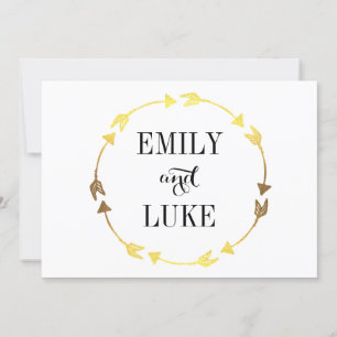 Convite Noivado Romântico do Coração de Folha de Ouro