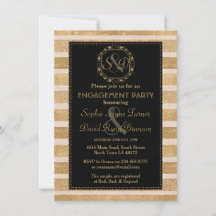 Convite Noivado Romântico Rosa de outono Dourado Monogram