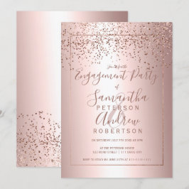 Convite noivado rosa gold confetti