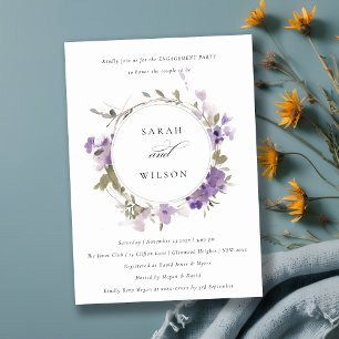 Convite Noivado Rustic Meadow Lilac Floral Wreath