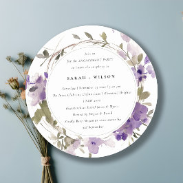 Convite Noivado Rustic Meadow Lilac Floral Wreath