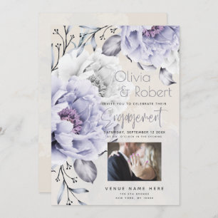 Convite NOIVADO   Rústica Lilac e Alabastro Peony Flor