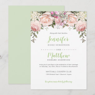 Convite Noivas de Rosas Pink Blush Floral Cabeçalho Casame