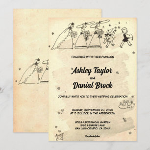 Convite Noivas Elegantes Vintage Retro Casamento Clássico