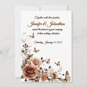 Convite Noivas Rosas & Borboletas Casamento