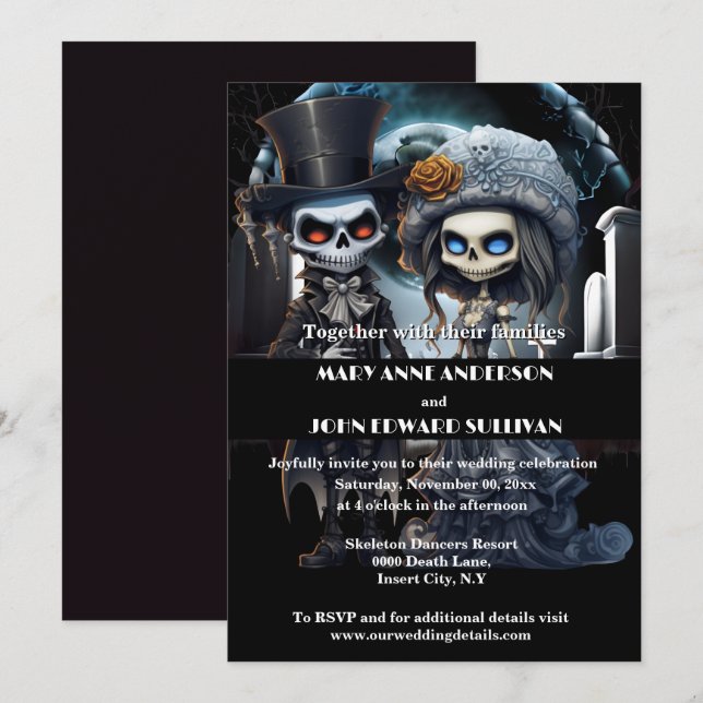 Convite Noivo cadáver até que a morte nos separe (Frente/Verso)