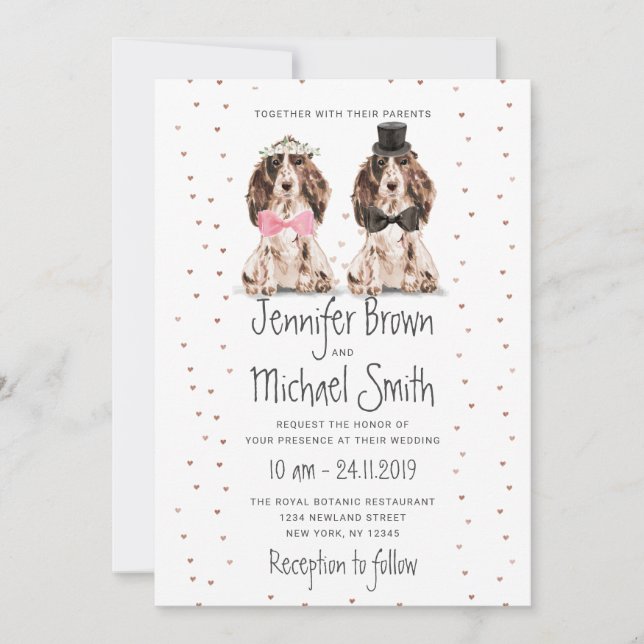 Convite Noivo Cocker Spaniel noiva valentines Casamento Ca (Frente)