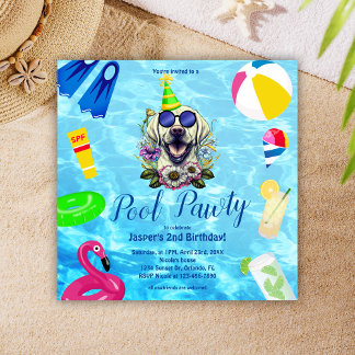 Convite Noivo da Festa de Piscina Cachorro