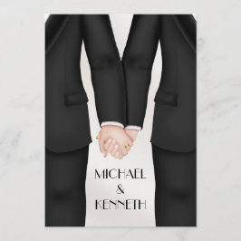 Convite Noivo de casamento gay elegante segurando as mãos