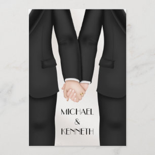Convite Noivo de casamento gay elegante segurando as mãos