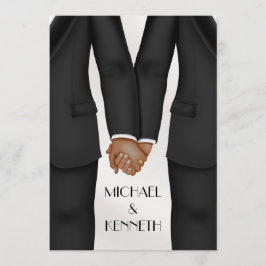 Convite Noivo de casamento gay elegante segurando as mãos 