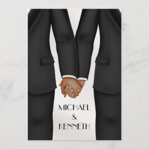 Convite Noivo de casamento gay elegante segurando as mãos