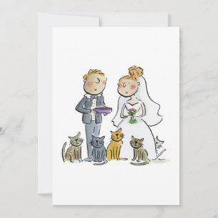 Convite Noivo e Noiva com Gatos
